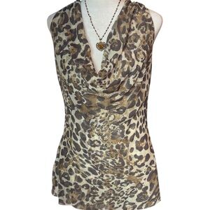 Sweet Pea Animal Print Cowl Neck Blouse